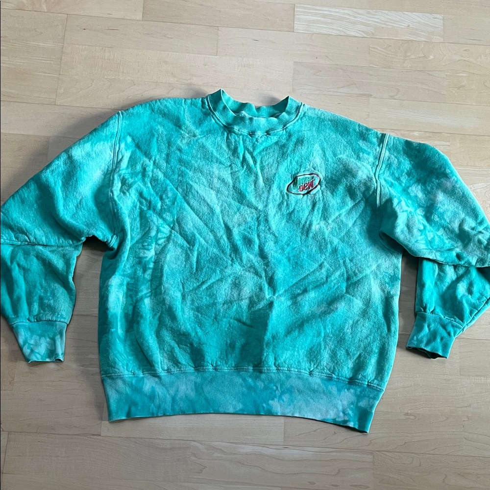 Green Tie-Dye Crew Neck Sweater